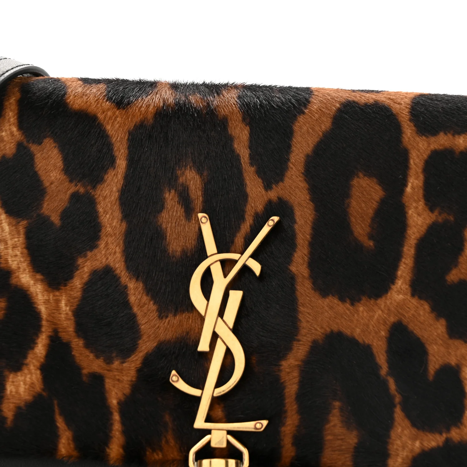 Pony Hair Leopard Print Classic Monogram Kate Tassel Chain Wallet Black - Image 7