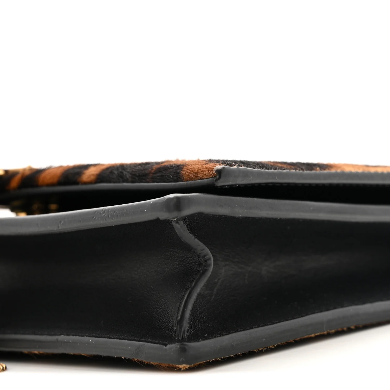 Pony Hair Leopard Print Classic Monogram Kate Tassel Chain Wallet Black - Image 9
