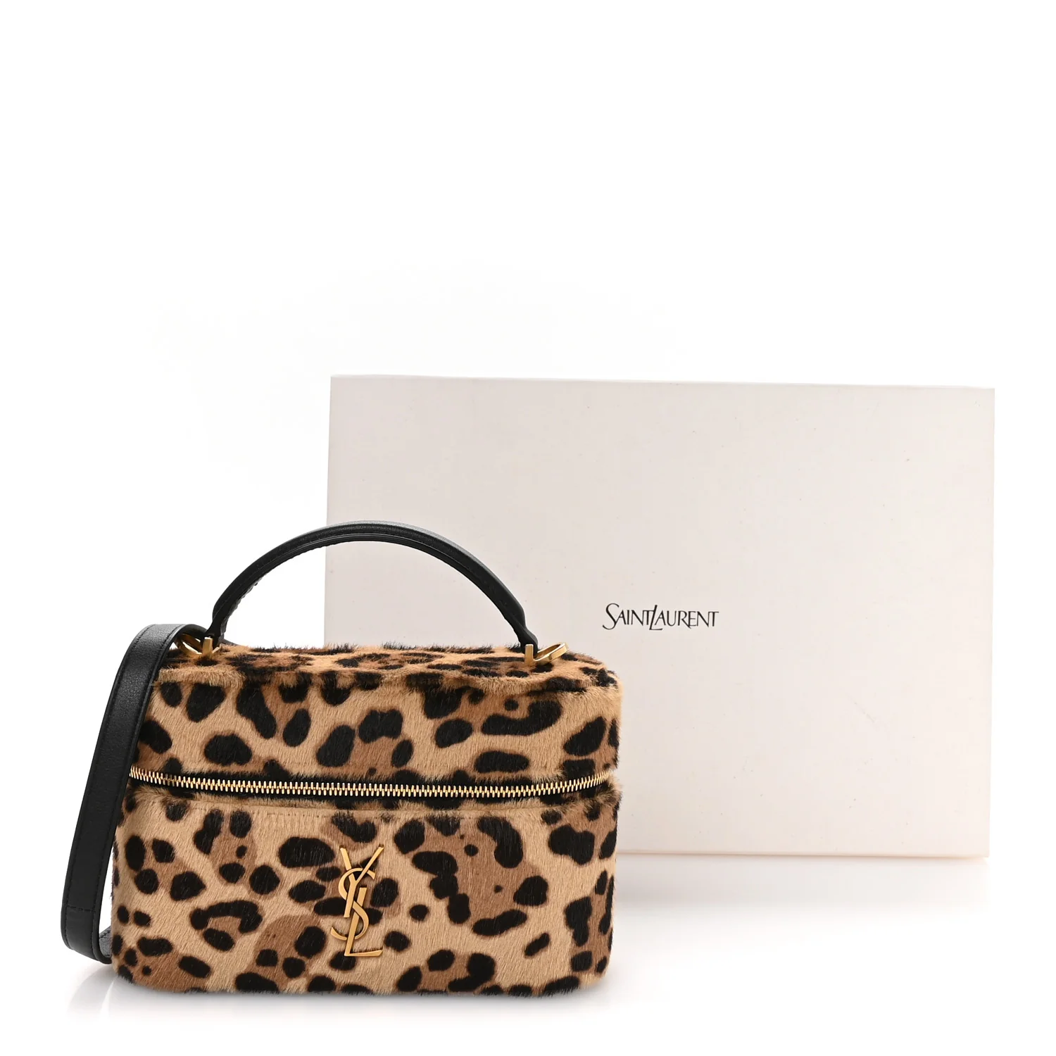 Pony Hair Leopard Print Mini Gaby Vanity Case Brown Black - Image 11