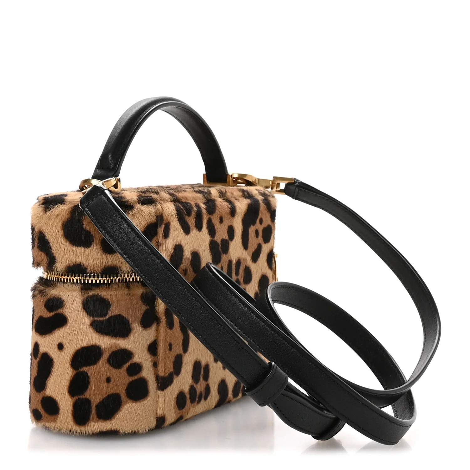 Pony Hair Leopard Print Mini Gaby Vanity Case Brown Black - Image 3