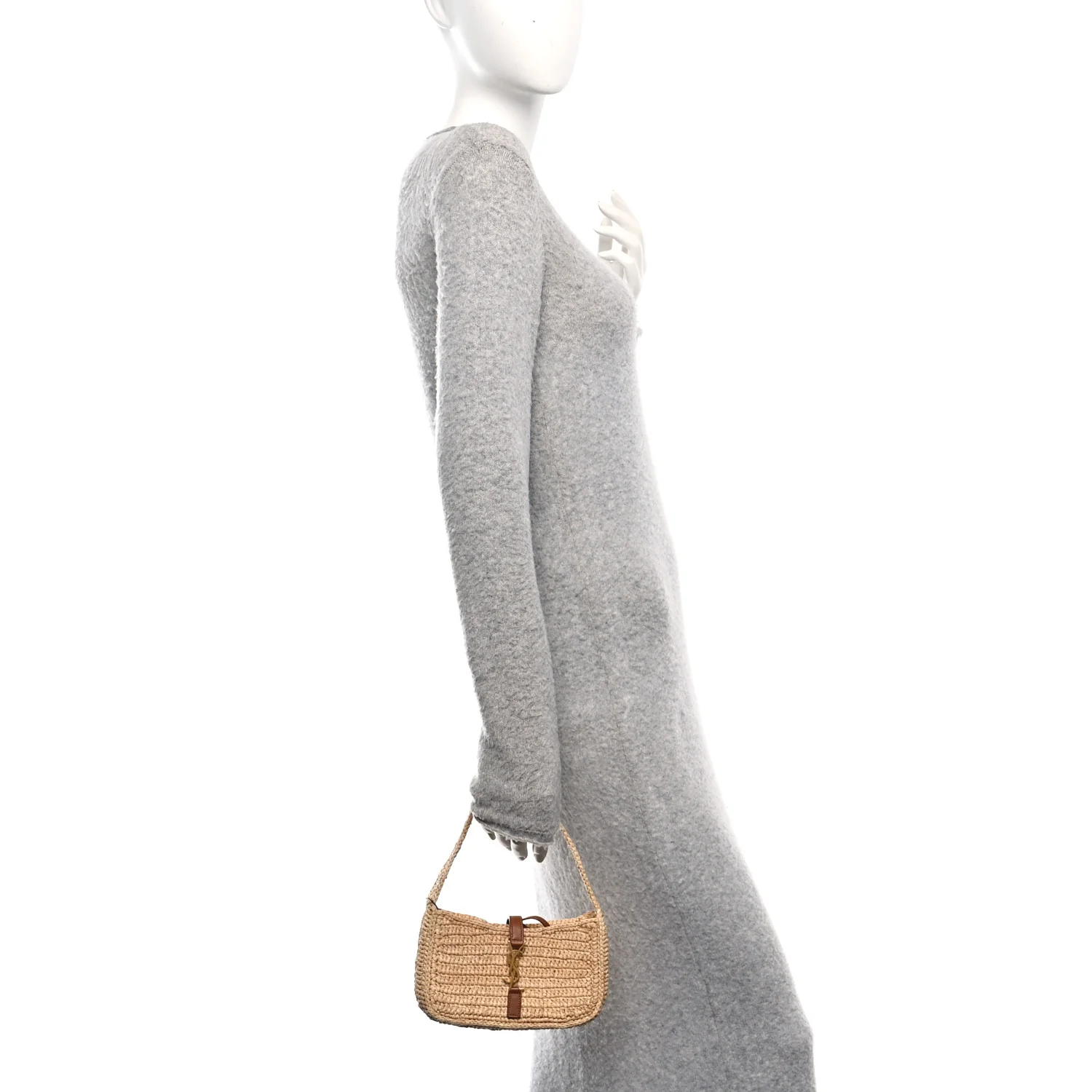 Raffia Calfskin Le 5 A 7 Mini Hobo Natural Brick - Image 2