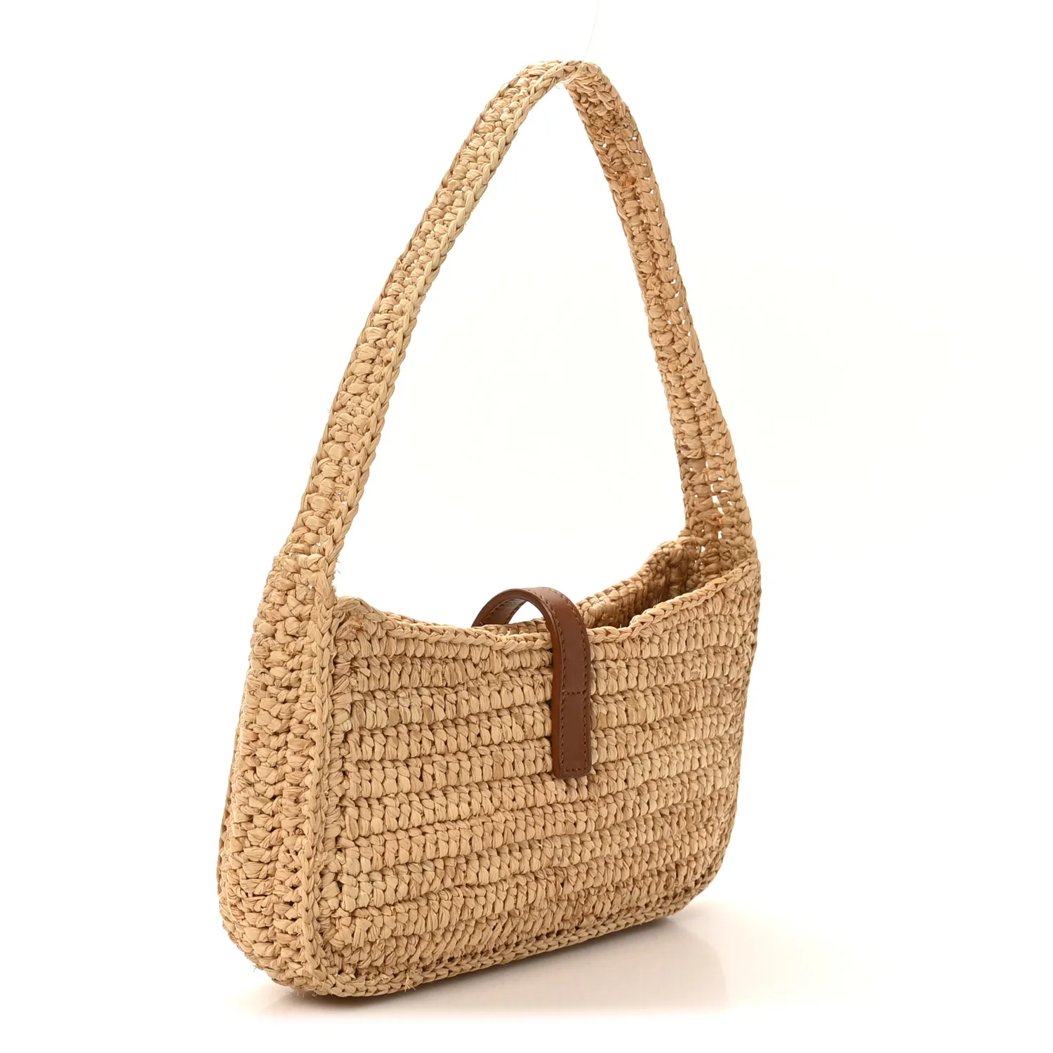 Raffia Calfskin Le 5 A 7 Mini Hobo Natural Brick - Image 3