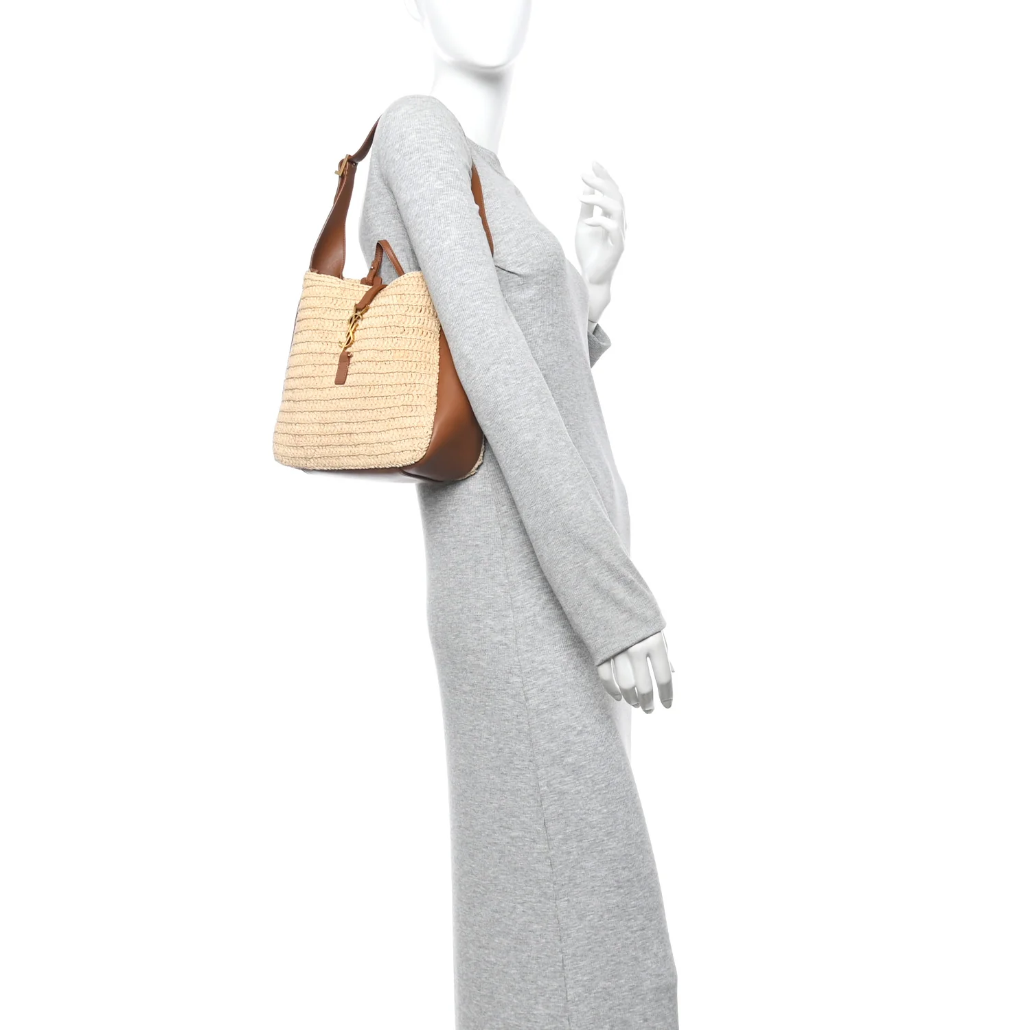 Raffia Calfskin Le 5 A 7 Small Hobo Natural Brick - Image 2
