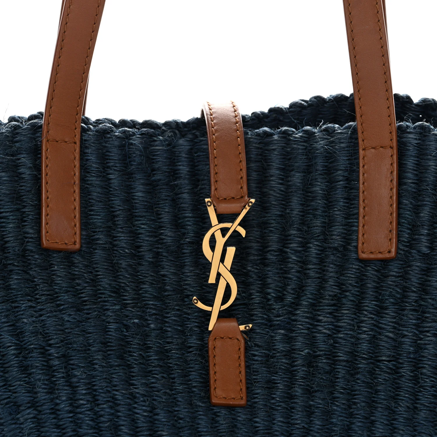 Raffia Calfskin Medium Panier Tote Blue Orchid Brick - Image 8