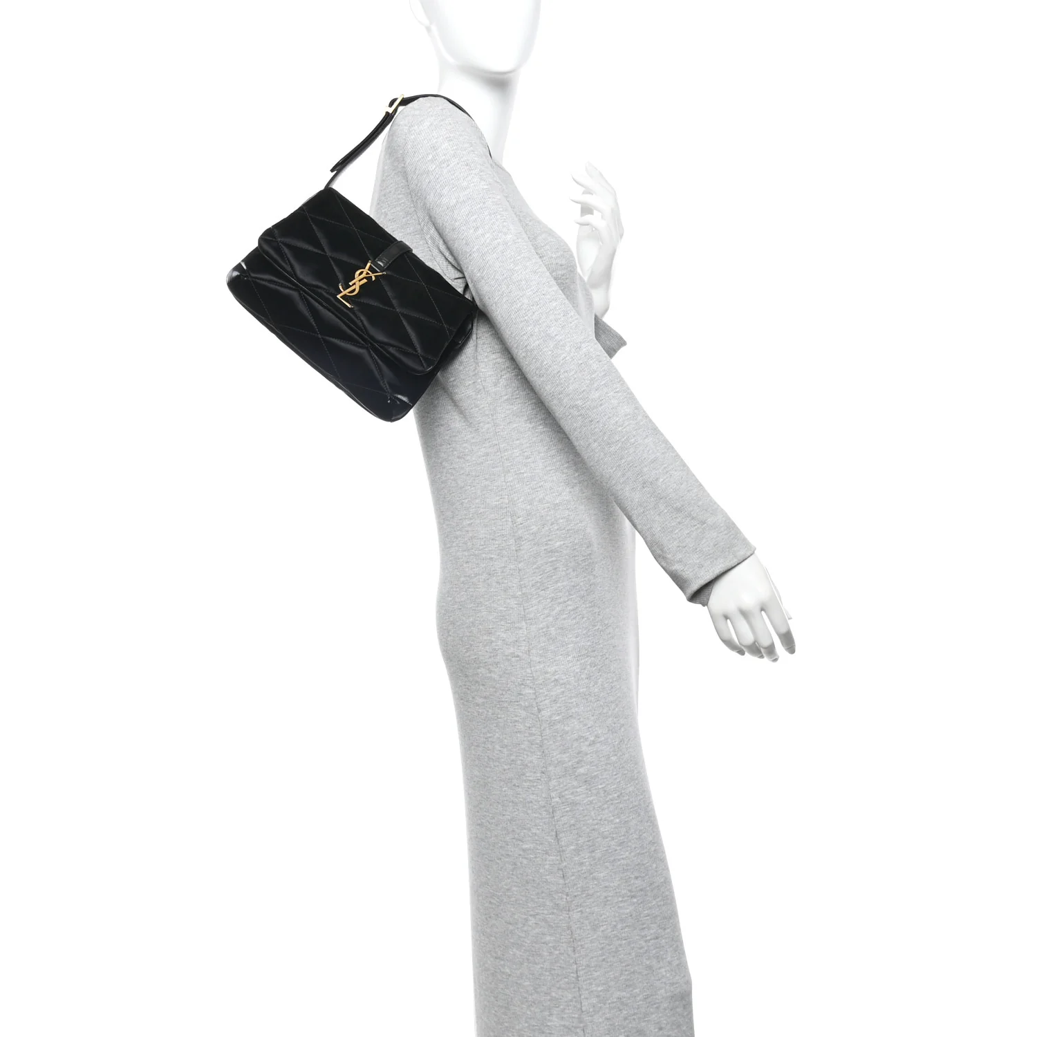 Satin Quilted Le 57 Diamond Shoulder Bag Black - Image 2