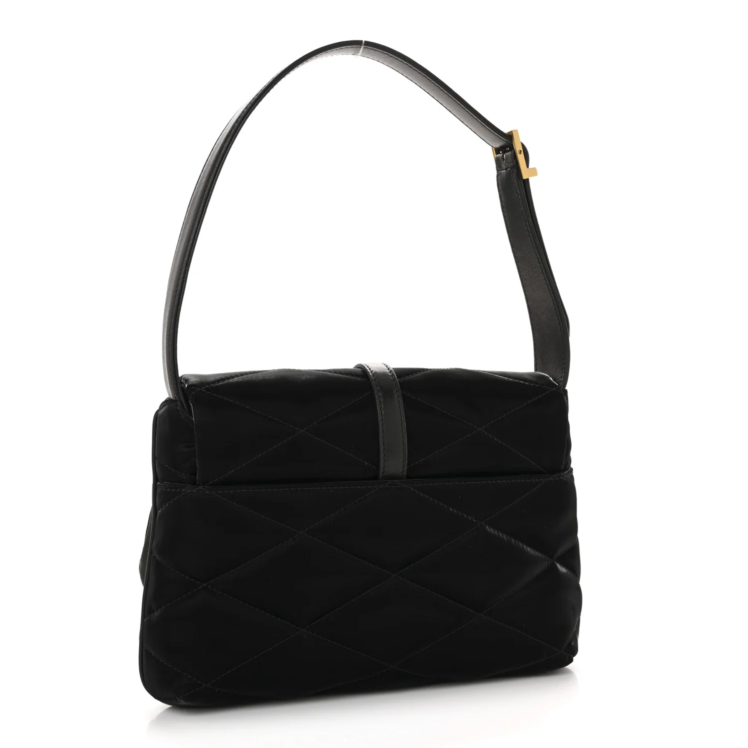 Satin Quilted Le 57 Diamond Shoulder Bag Black - Image 3