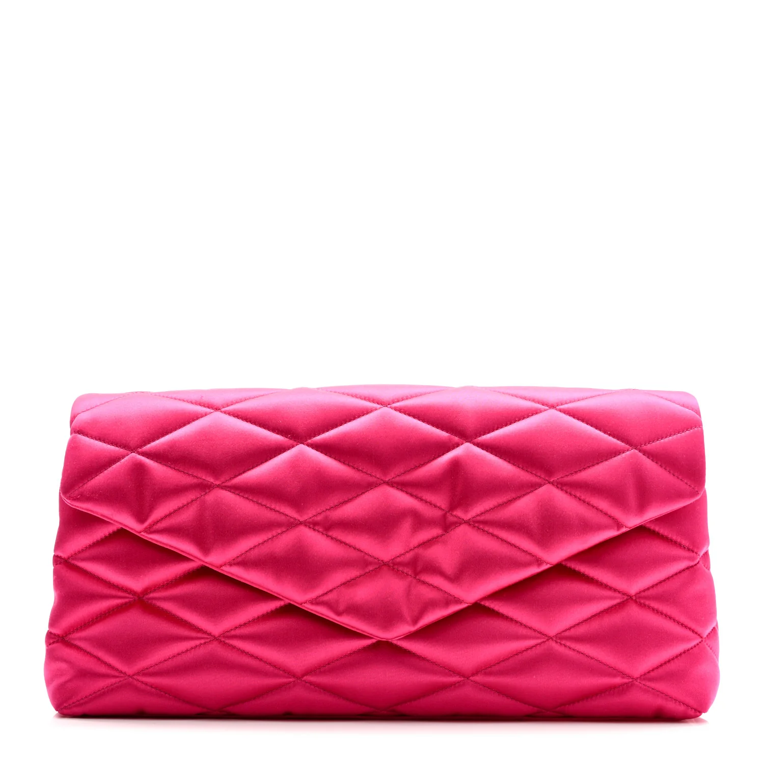 Satin Quilted Sade Puffer Envelope Clutch Bubblegum