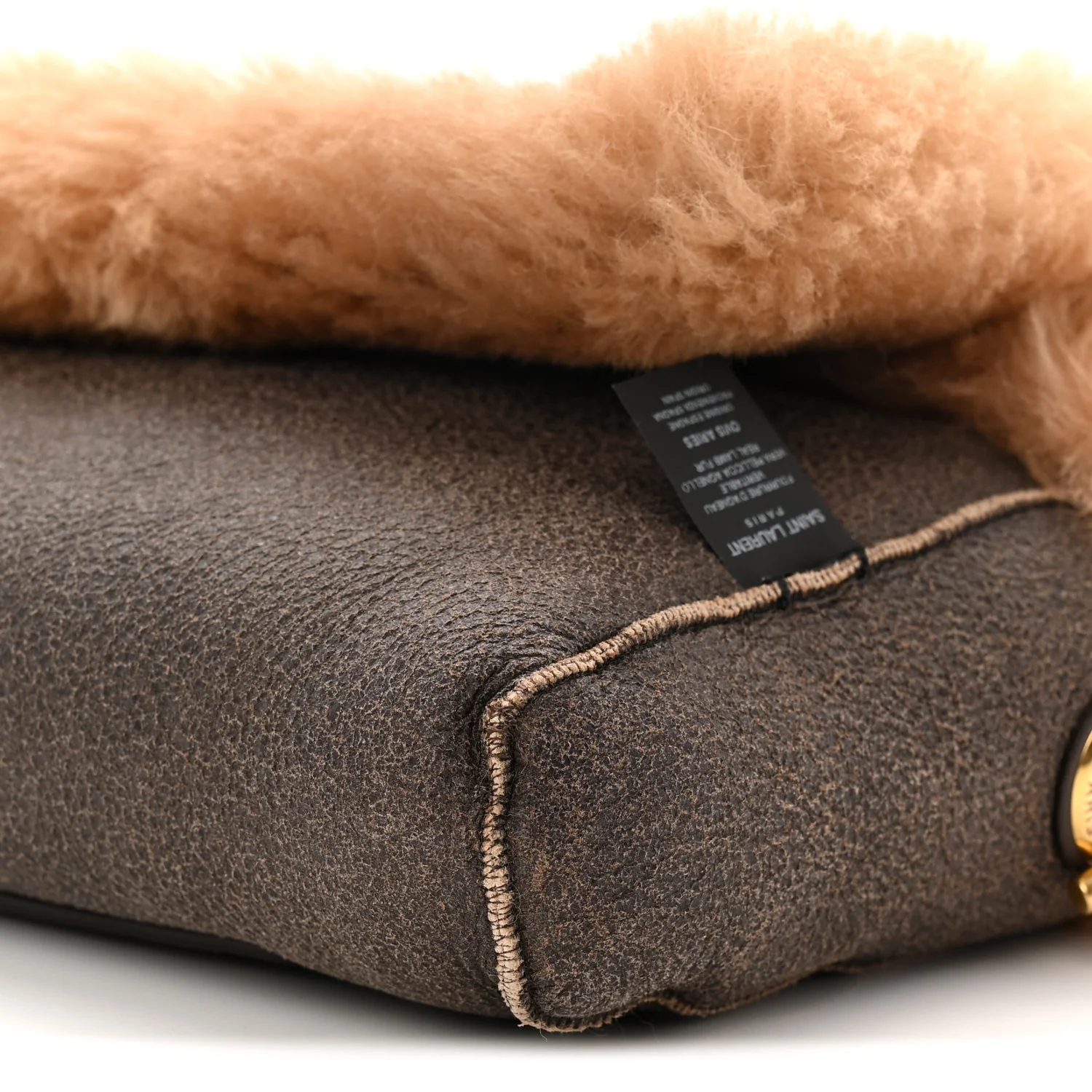 Shearling Calfskin Small Reversible Monogram Kate Satchel Ecru Dark Brown - Image 17