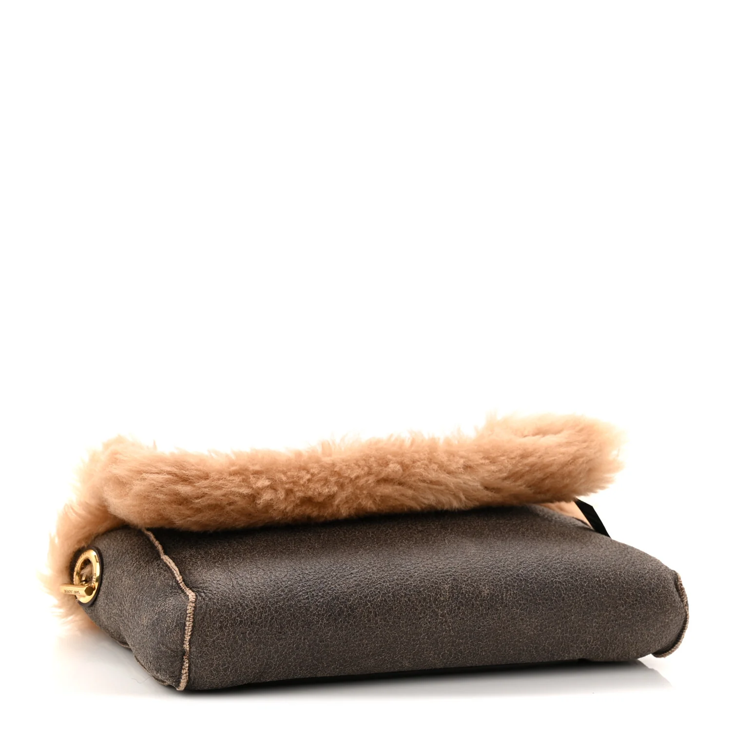 Shearling Calfskin Small Reversible Monogram Kate Satchel Ecru Dark Brown - Image 7