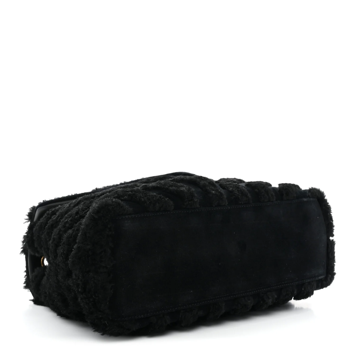 Shearling Y Quilted Monogram Medium Loulou Chain Satchel Black - Image 4
