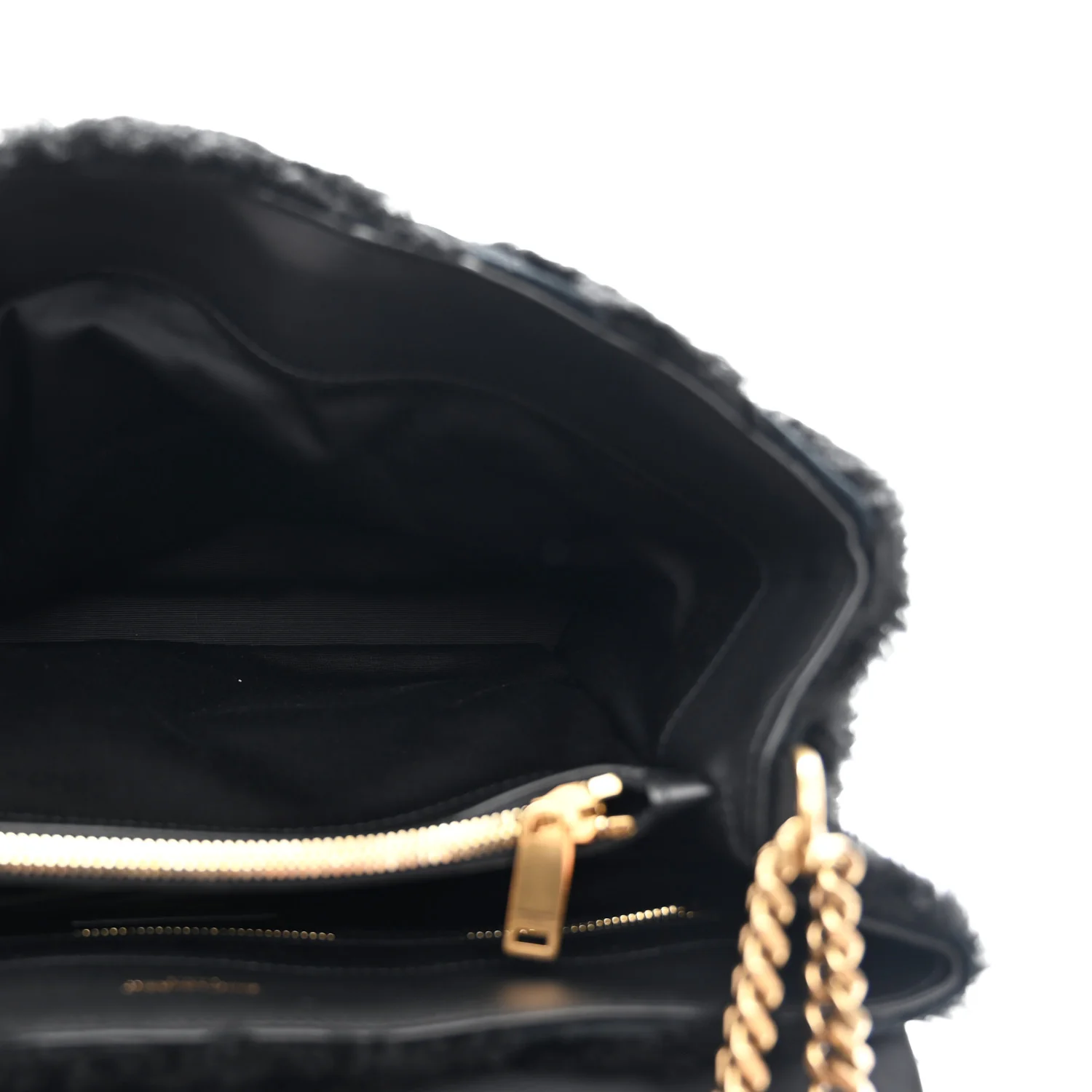 Shearling Y Quilted Monogram Medium Loulou Chain Satchel Black - Image 5
