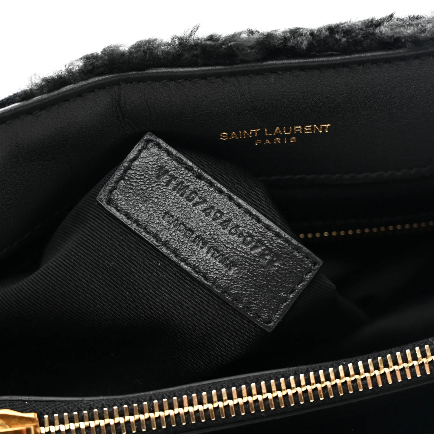 Shearling Y Quilted Monogram Medium Loulou Chain Satchel Black - Image 8