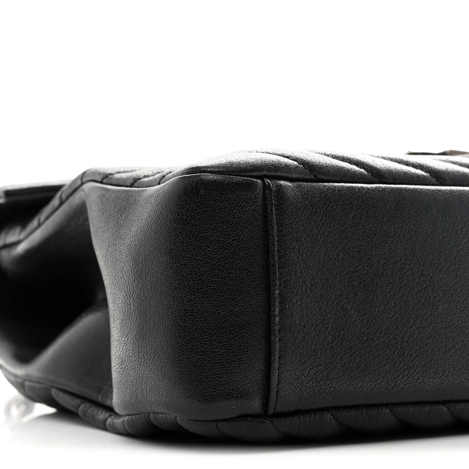 Sheepskin Matelasse Chevron Monogram Large College Satchel Black - Image 18