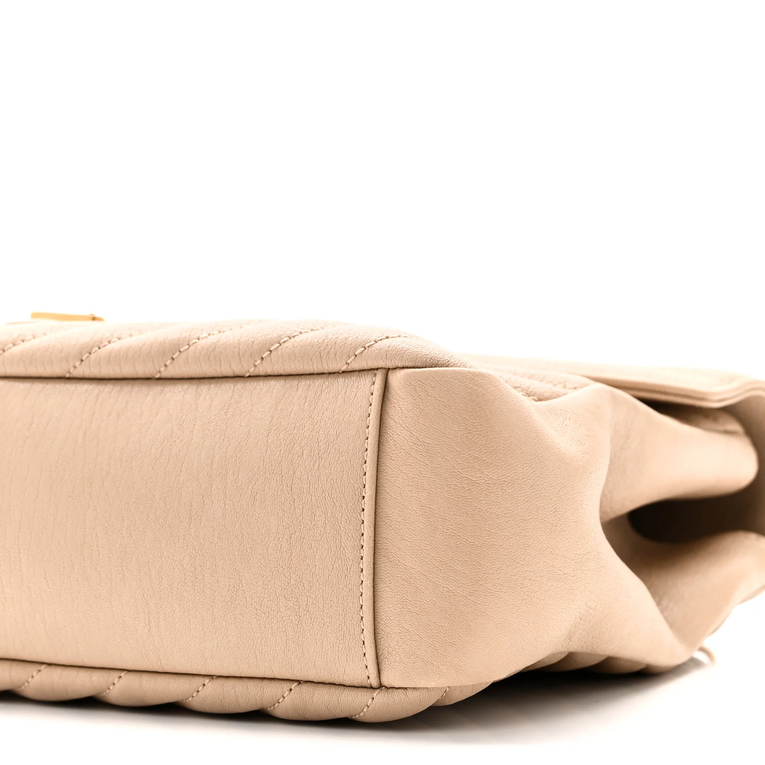 Sheepskin Matelasse Chevron Monogram Large College Satchel Dark Beige - Image 10