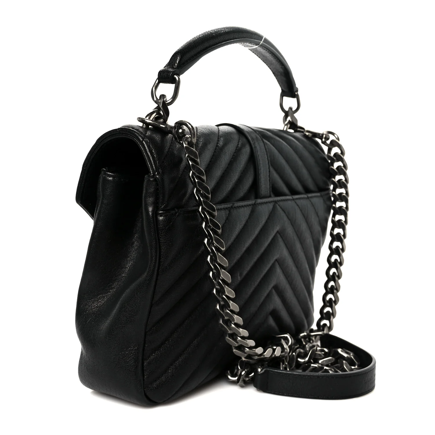 Sheepskin Matelasse Chevron Monogram Medium College Bag - Image 3