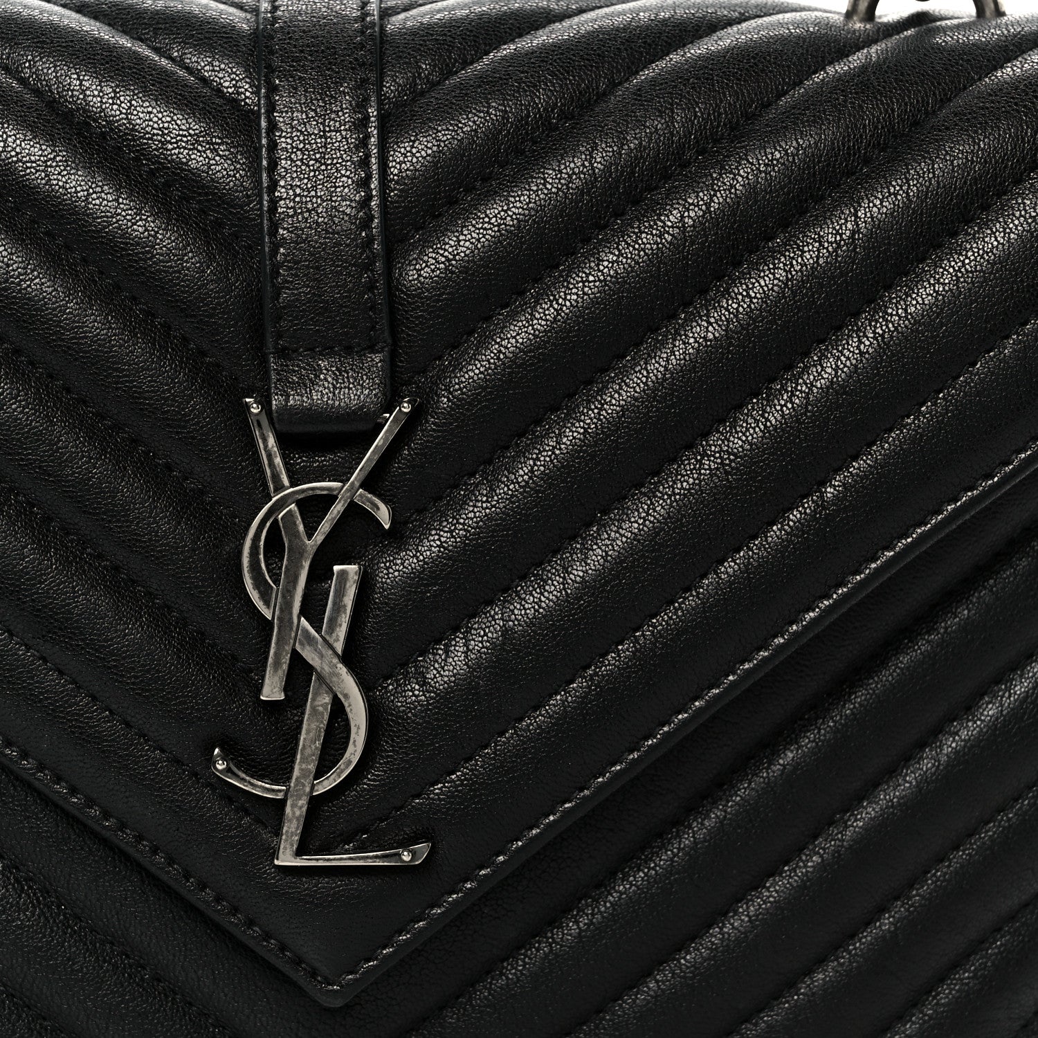 Sheepskin Matelasse Chevron Monogram Medium College Bag - Image 9