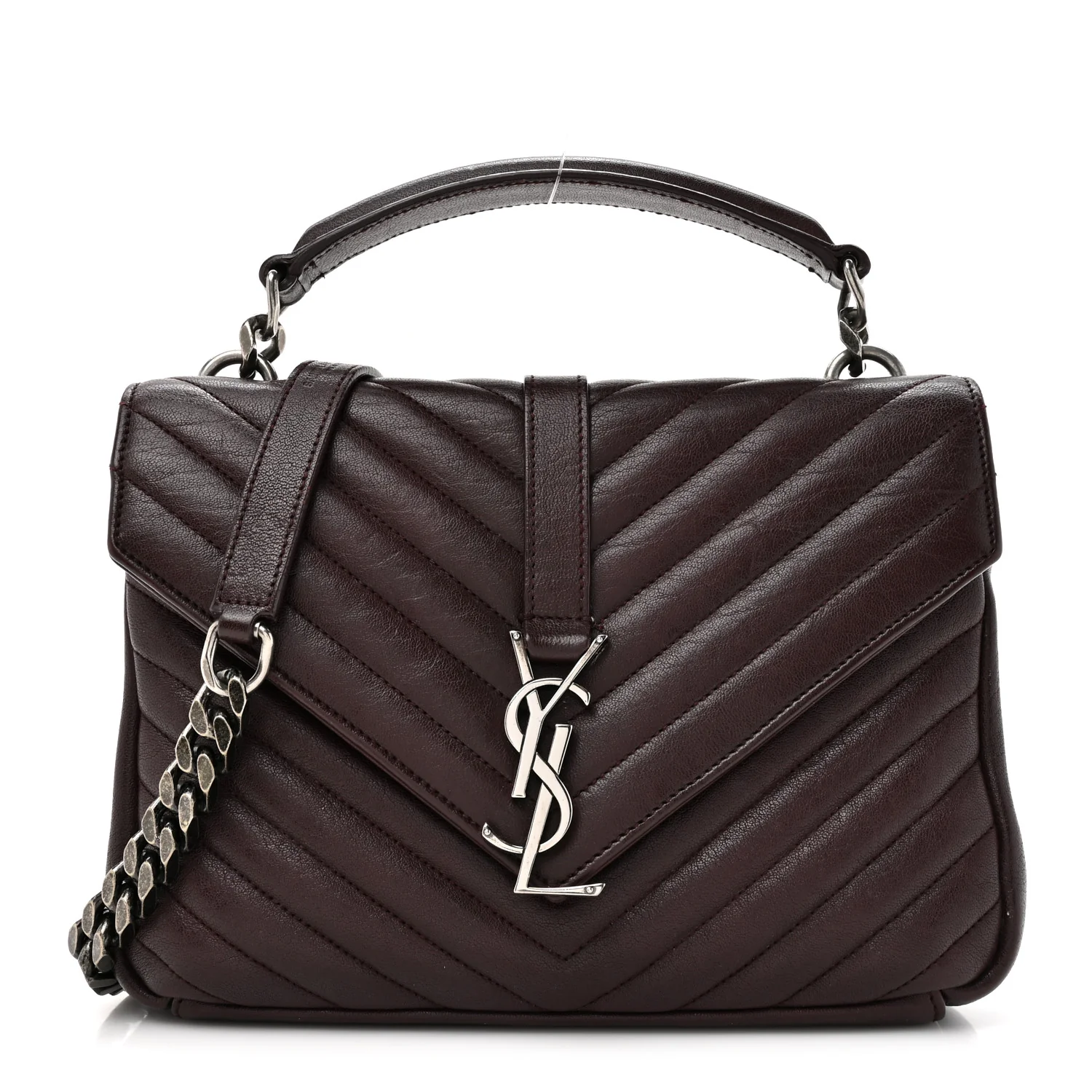 Sheepskin Matelasse Chevron Monogram Medium College Bag Amaranto