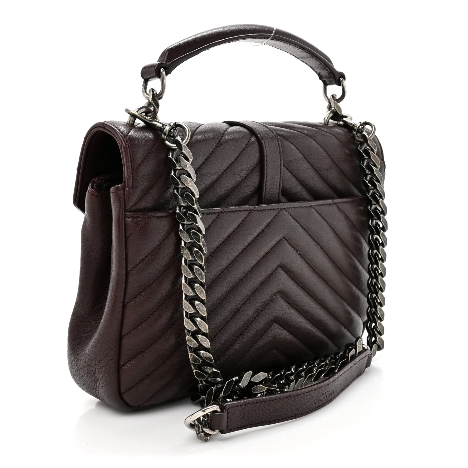Sheepskin Matelasse Chevron Monogram Medium College Bag Amaranto - Image 2