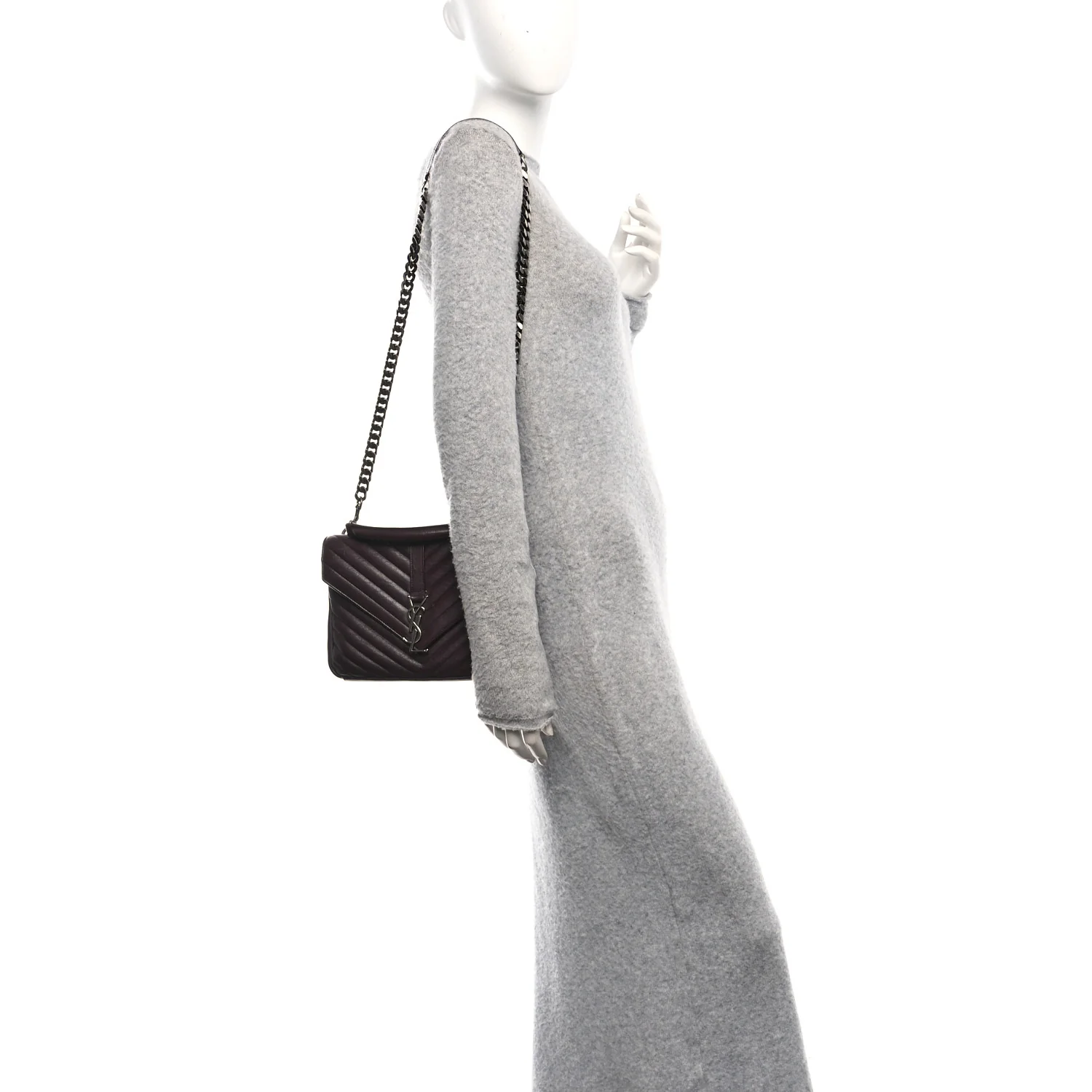 Sheepskin Matelasse Chevron Monogram Medium College Bag Amaranto - Image 3