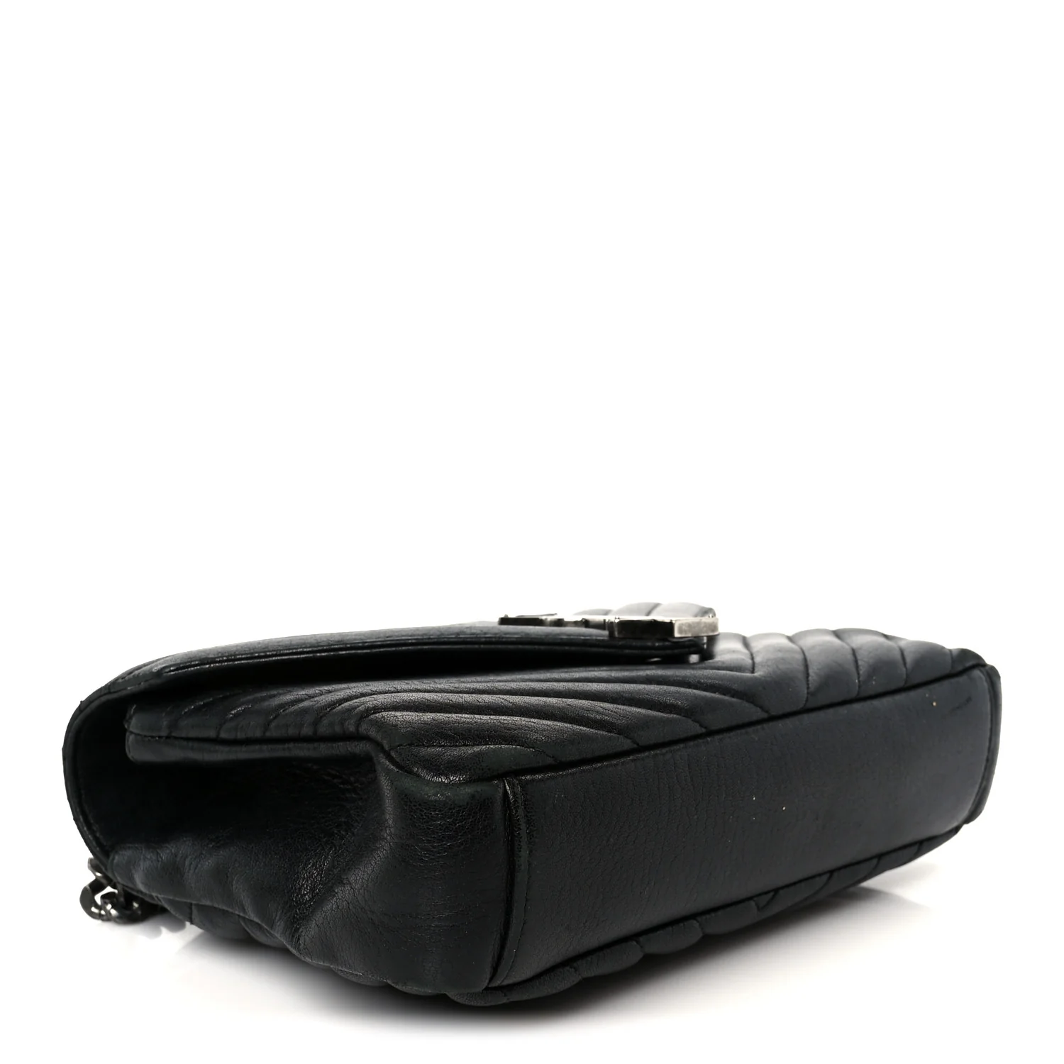 Sheepskin Matelasse Chevron Monogram Medium College Bag Black - Image 4