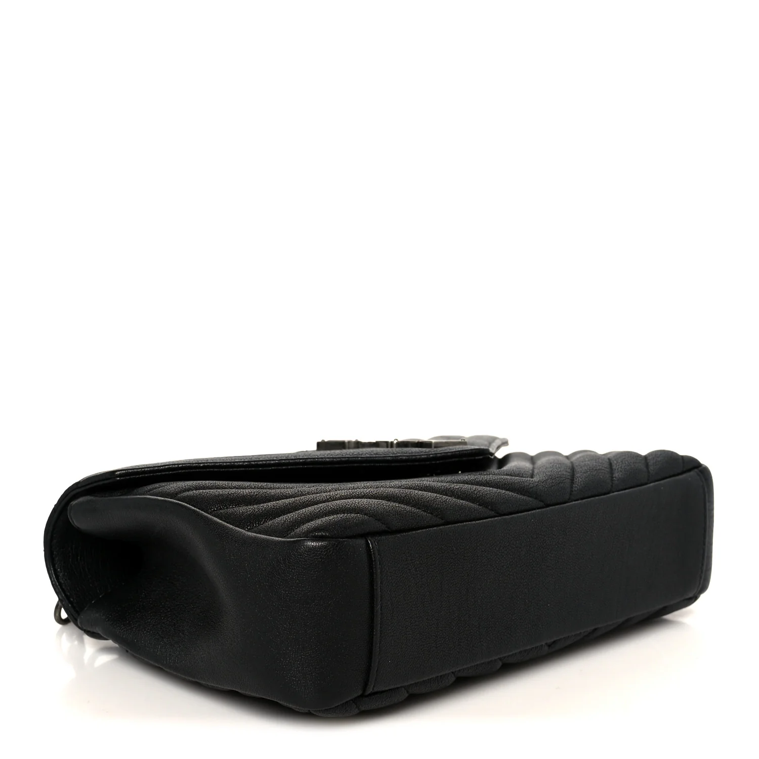 Sheepskin Matelasse Chevron Monogram Medium College Bag Black - Image 3
