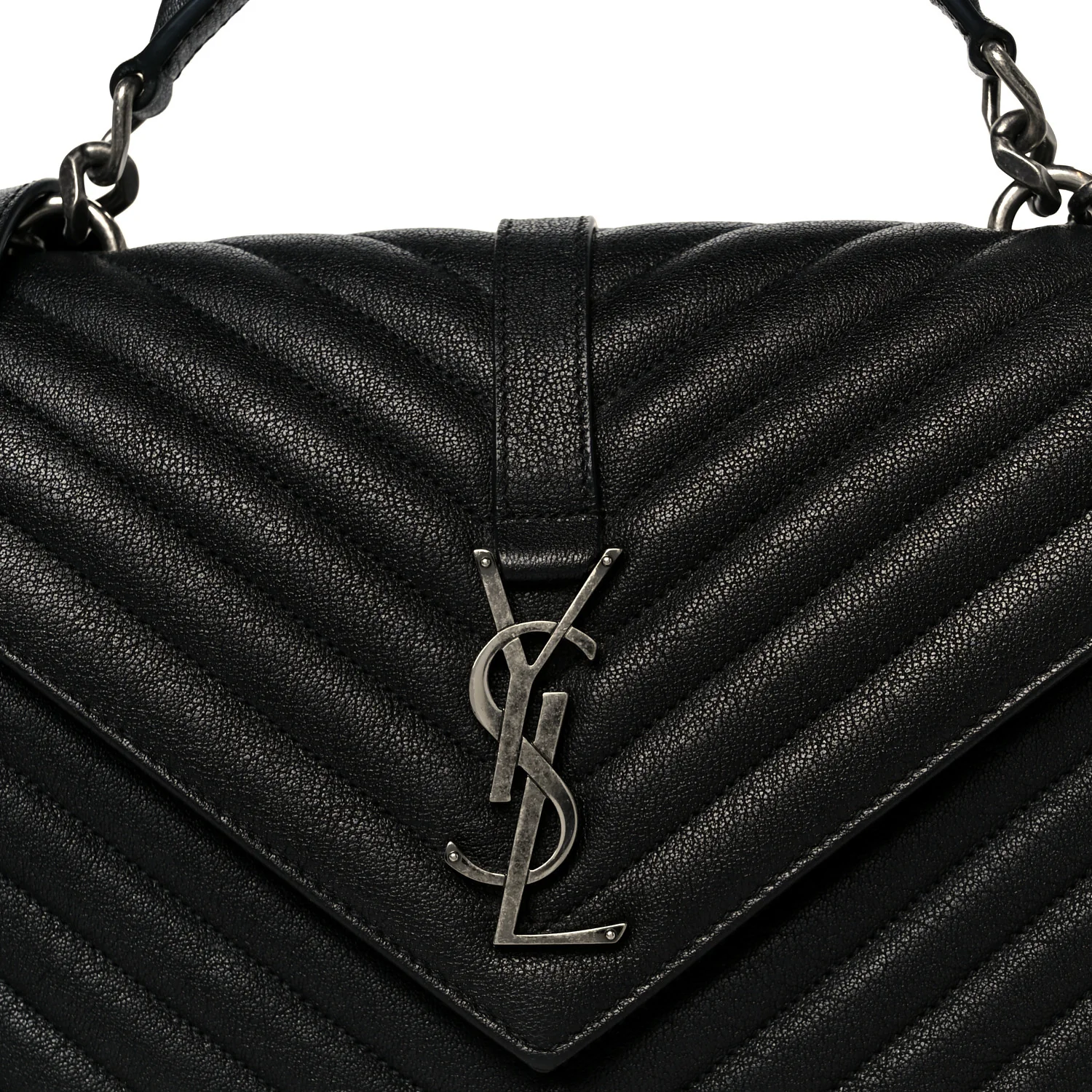 Sheepskin Matelasse Chevron Monogram Medium College Bag Black - Image 8