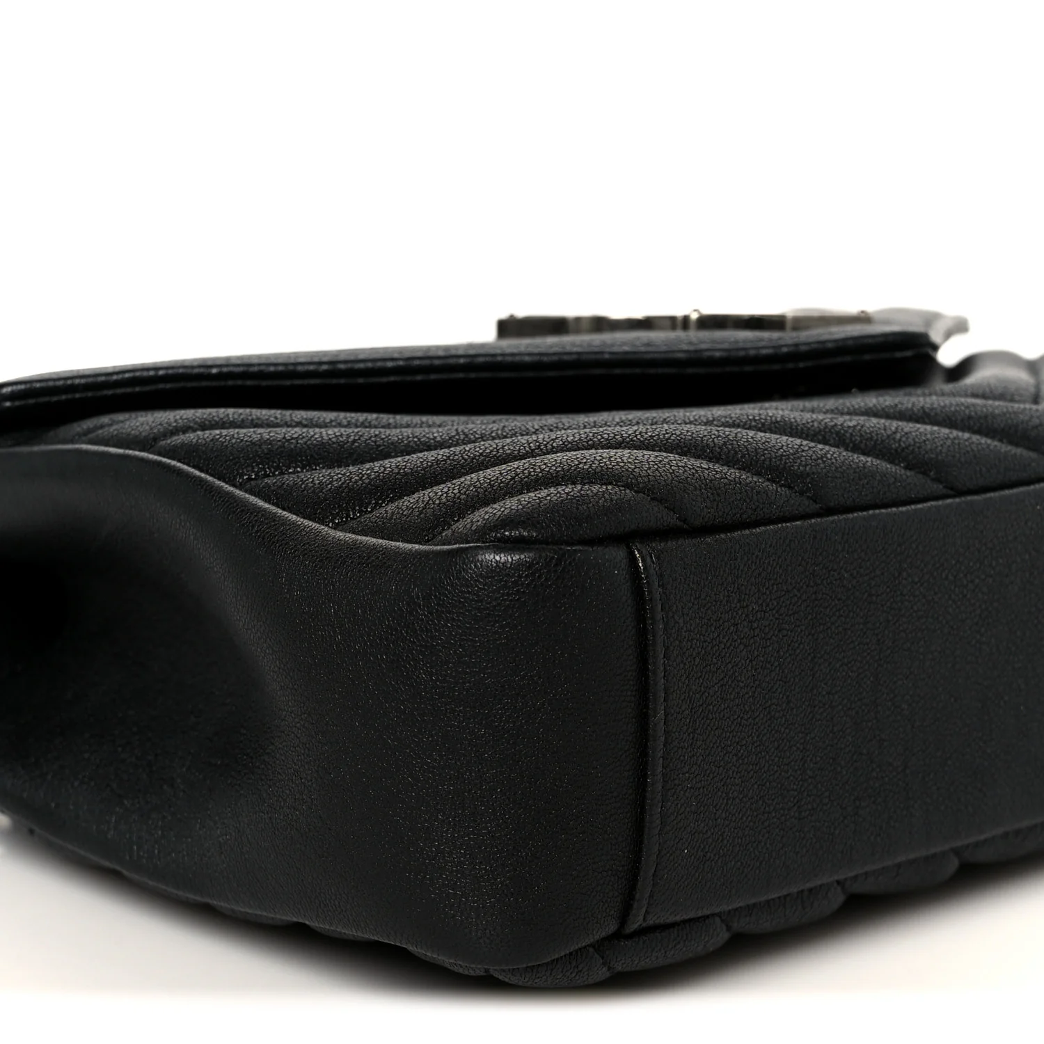 Sheepskin Matelasse Chevron Monogram Medium College Bag Black - Image 9