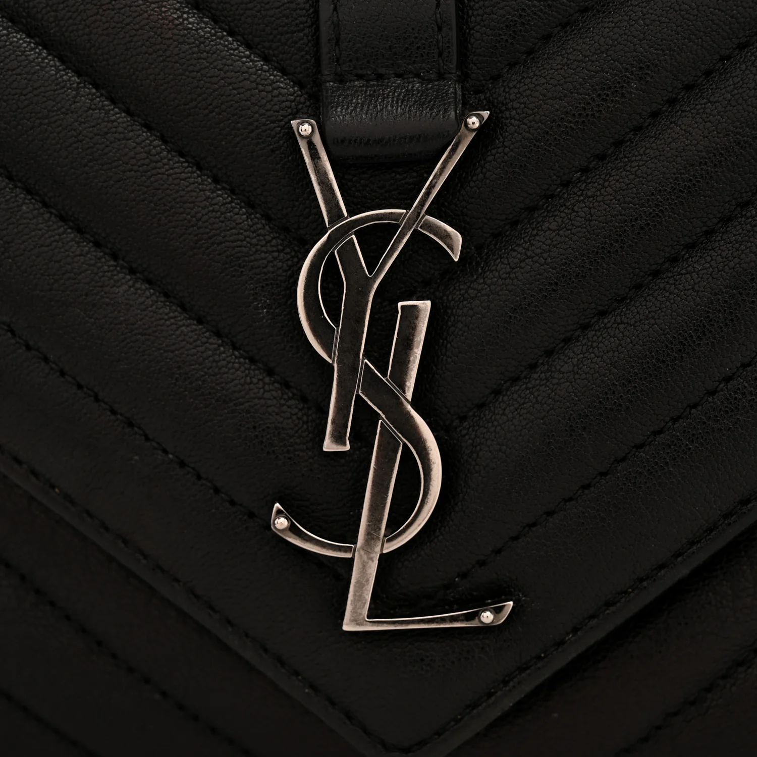 Sheepskin Matelasse Chevron Monogram Medium College Bag Black - Image 12