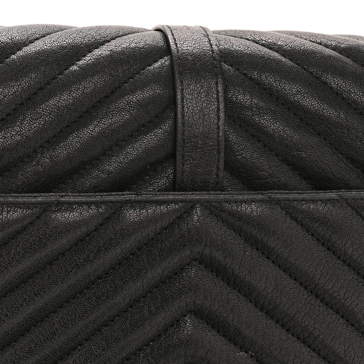 Sheepskin Matelasse Chevron Monogram Medium College Bag Black - Image 14