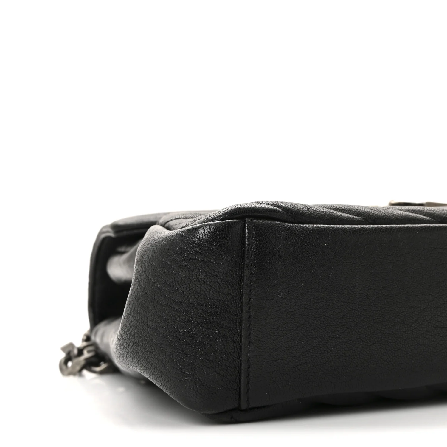 Sheepskin Matelasse Chevron Monogram Medium College Bag Black - Image 8