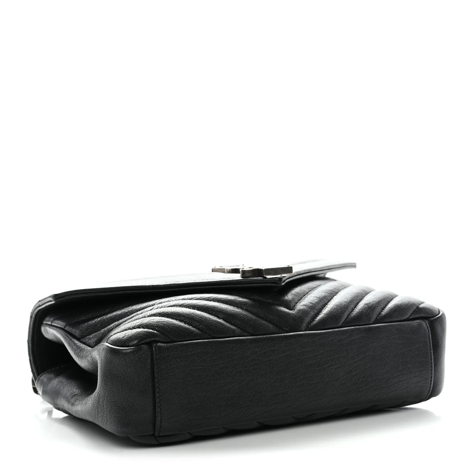 Sheepskin Matelasse Chevron Monogram Medium College Bag Black - Image 4
