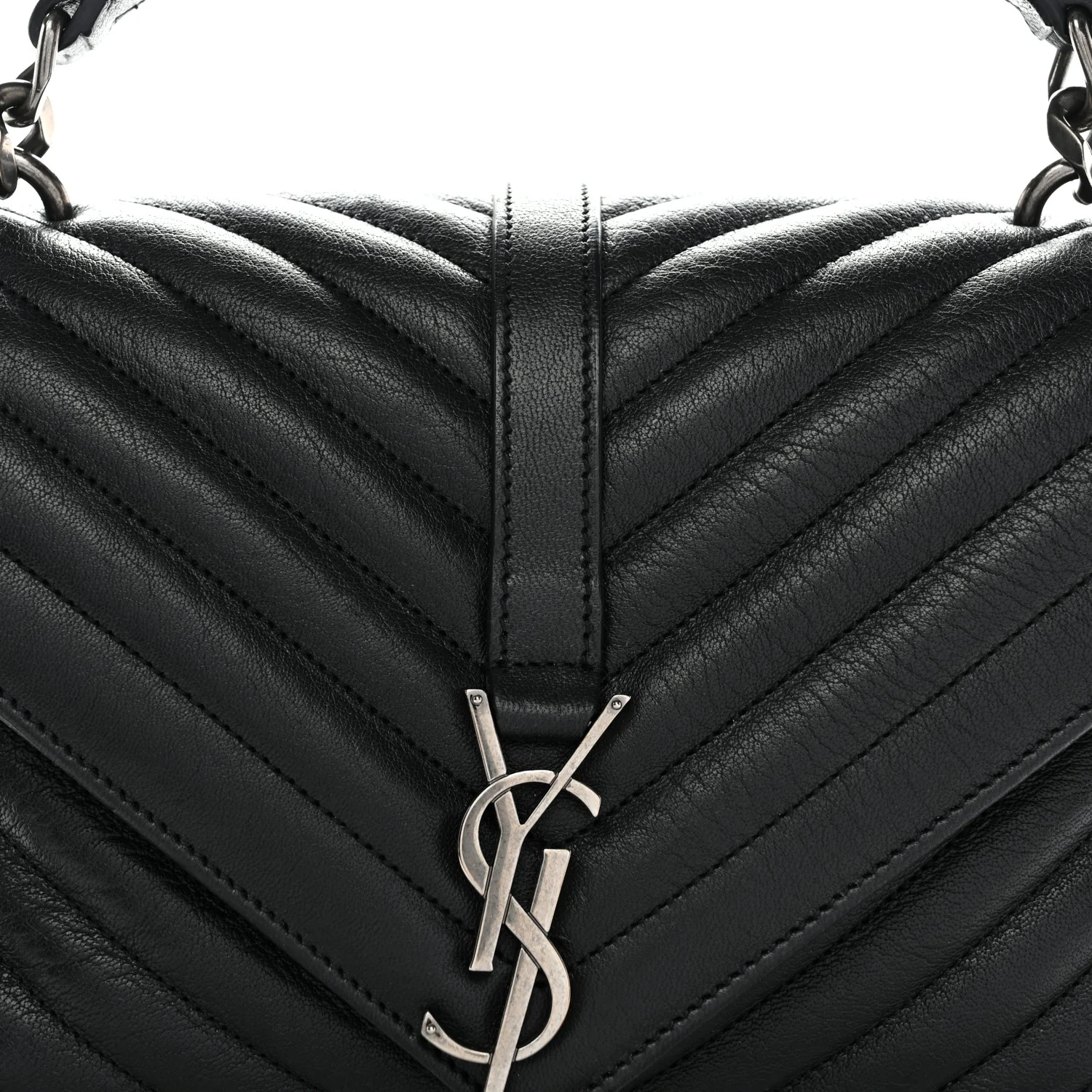 Sheepskin Matelasse Chevron Monogram Medium College Bag Black - Image 8