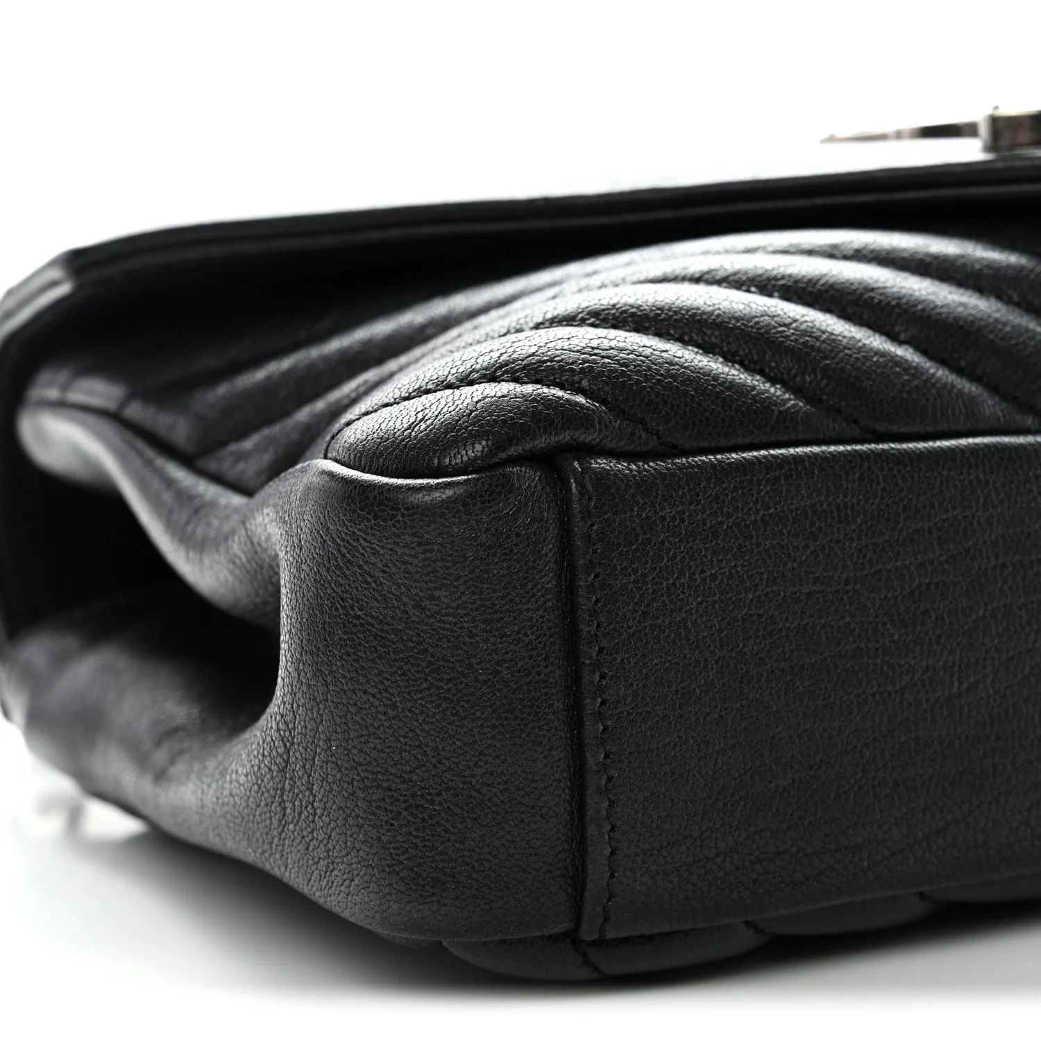 Sheepskin Matelasse Chevron Monogram Medium College Bag Black - Image 9