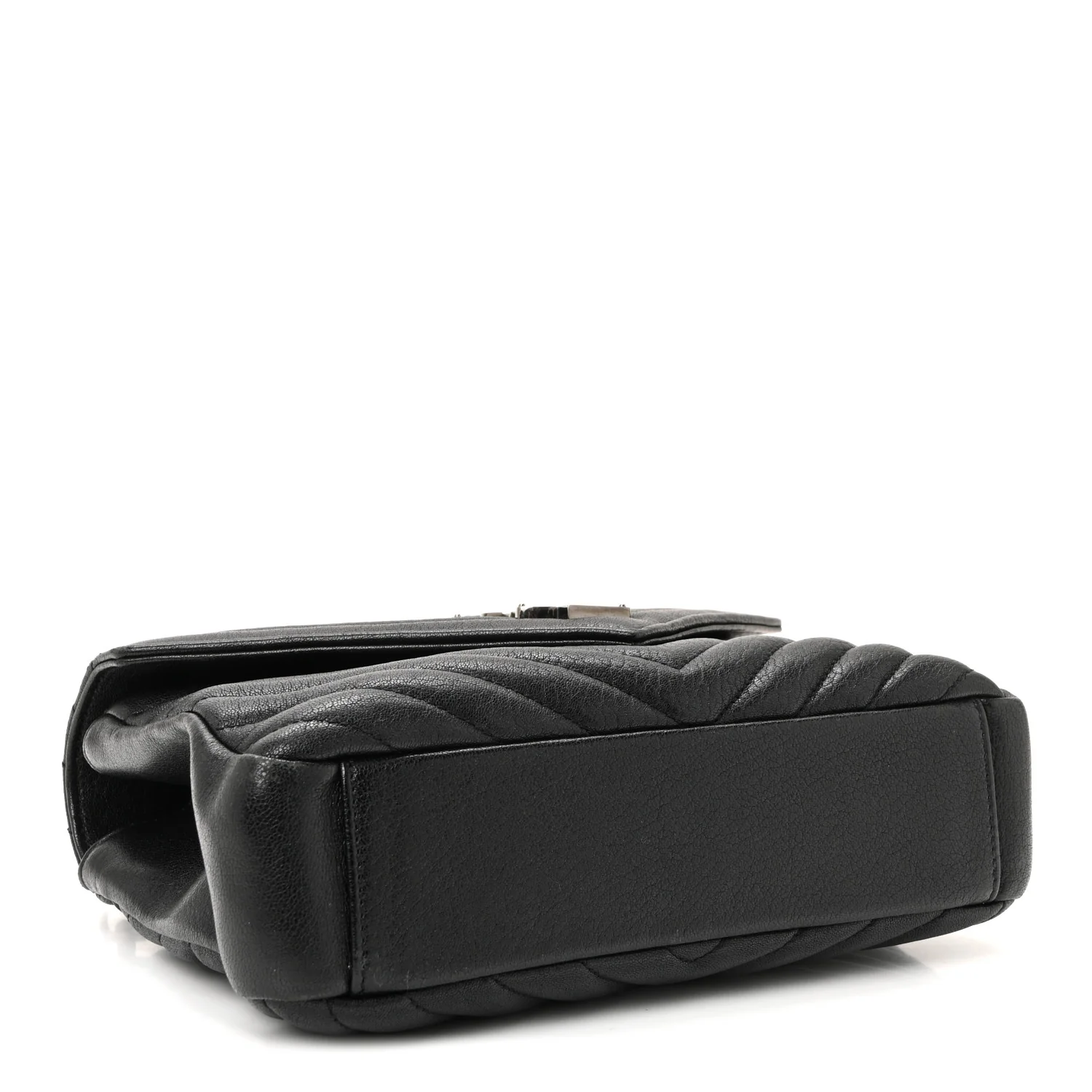 Sheepskin Matelasse Chevron Monogram Medium College Bag Black - Image 4
