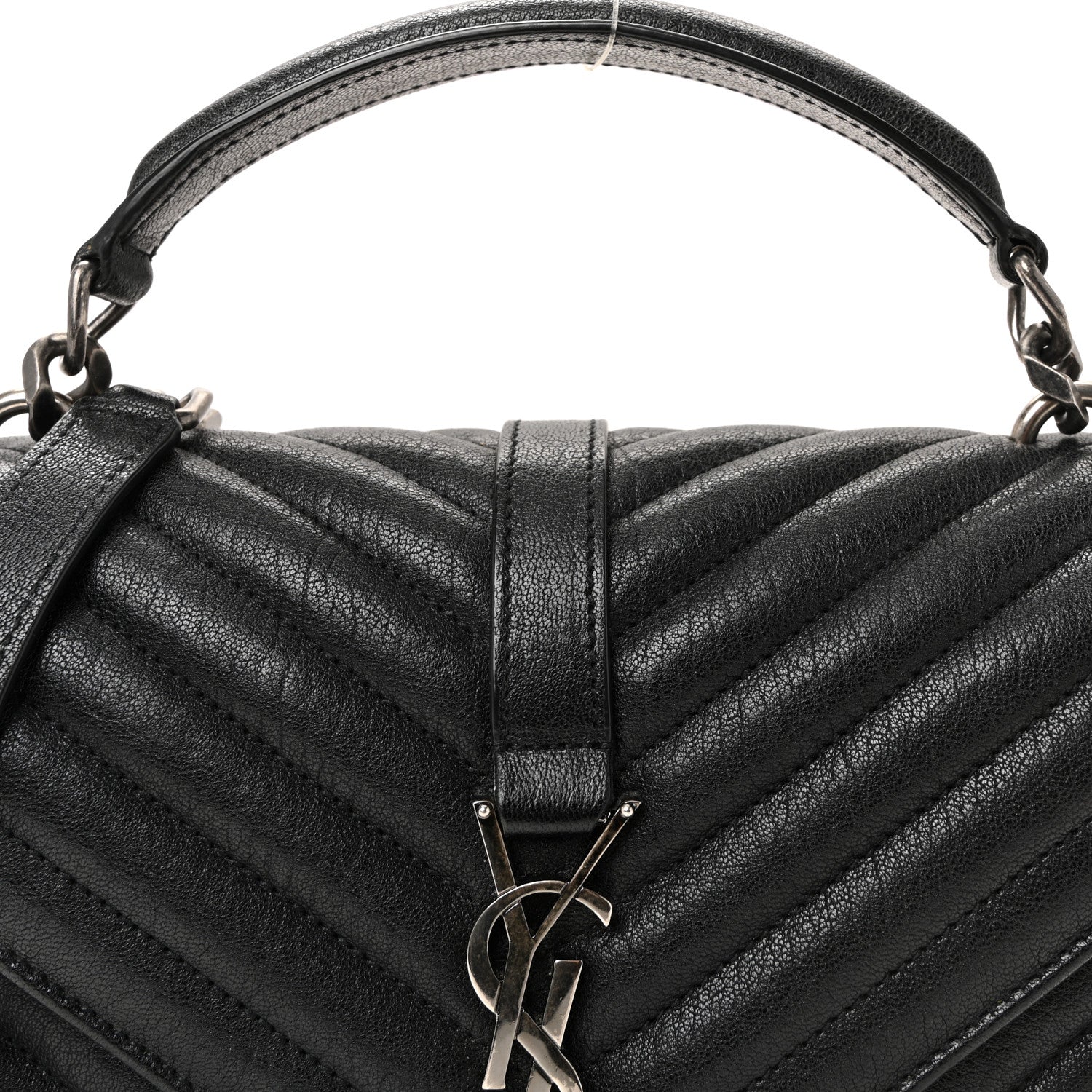Sheepskin Matelasse Chevron Monogram Medium College Bag Black - Image 7
