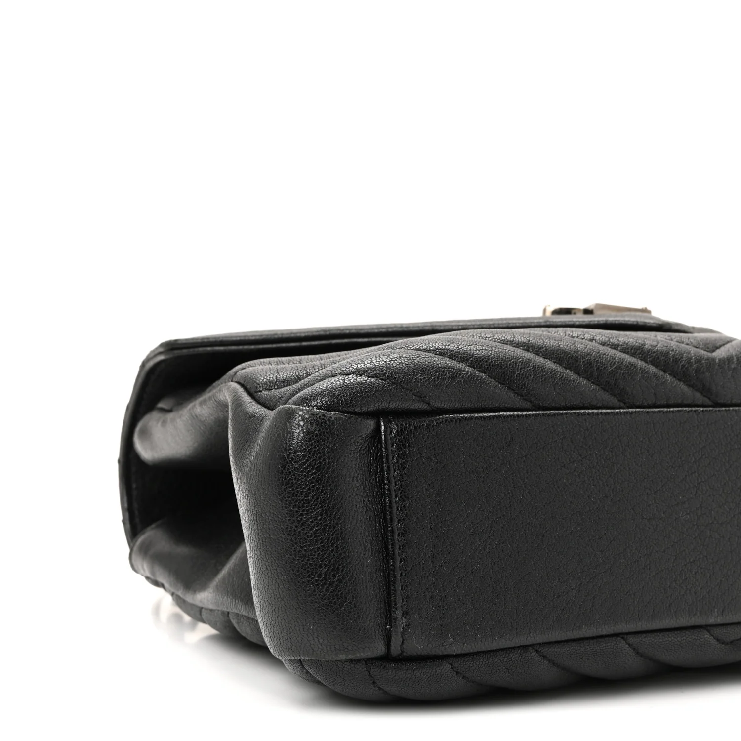 Sheepskin Matelasse Chevron Monogram Medium College Bag Black - Image 8