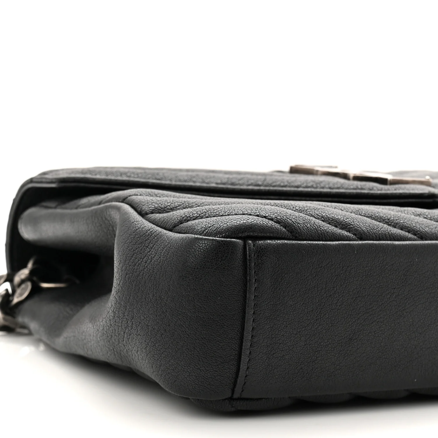 Sheepskin Matelasse Chevron Monogram Medium College Bag Black - Image 16