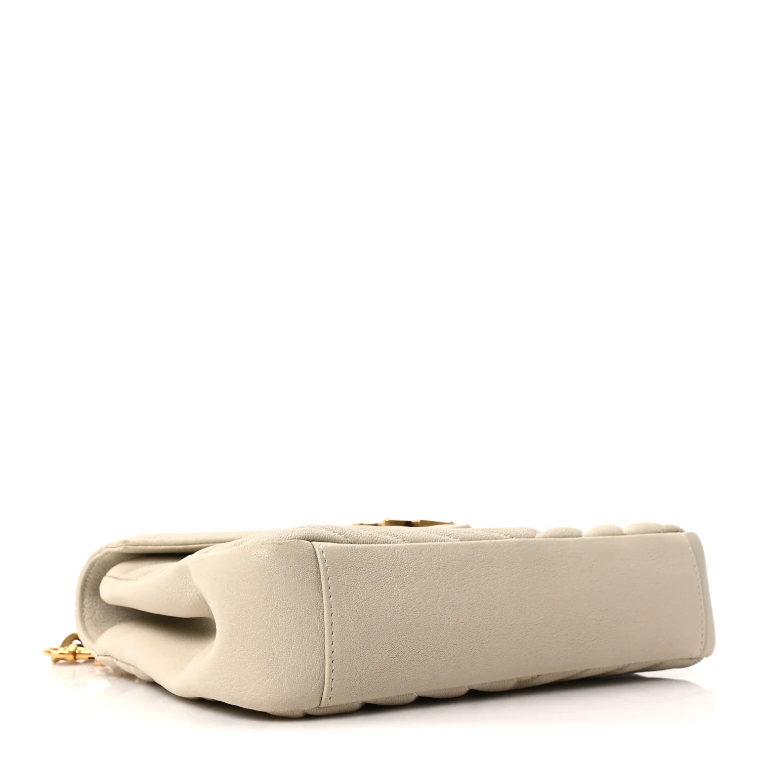 Sheepskin Matelasse Chevron Monogram Medium College Bag Crema Soft - Image 4