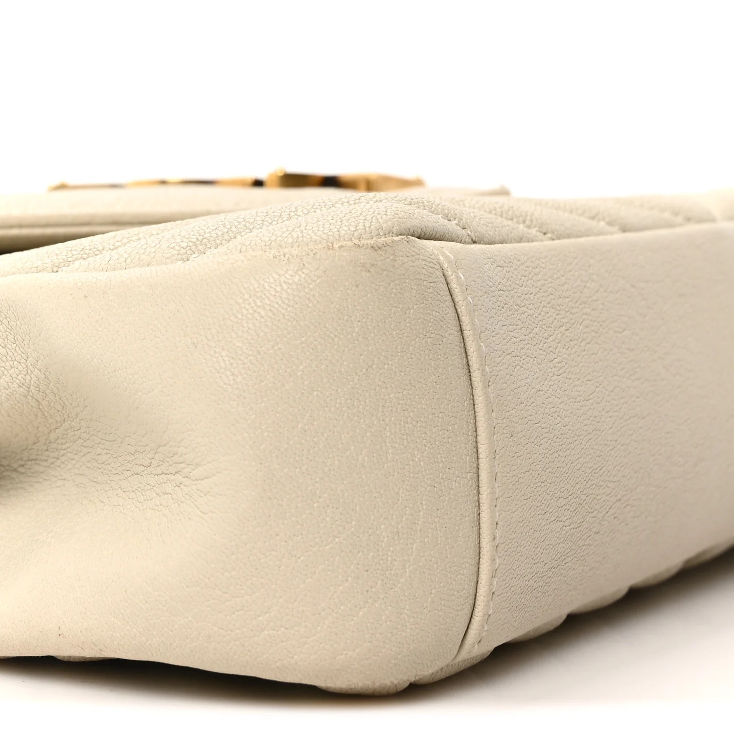 Sheepskin Matelasse Chevron Monogram Medium College Bag Crema Soft - Image 9
