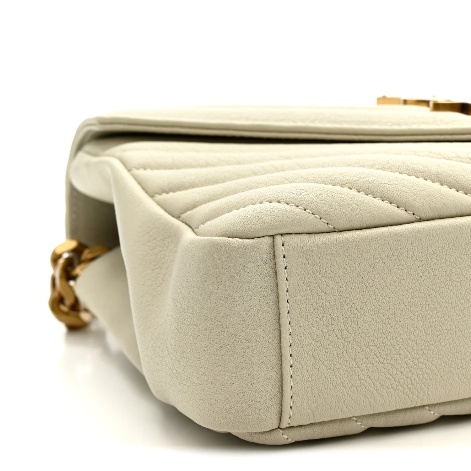 Sheepskin Matelasse Chevron Monogram Medium College Bag Crema Soft - Image 10