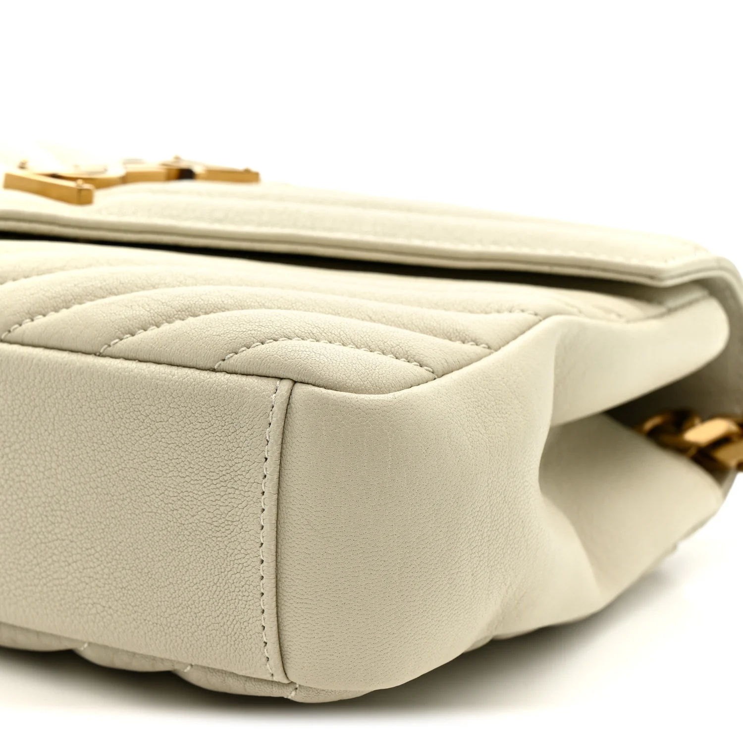 Sheepskin Matelasse Chevron Monogram Medium College Bag Crema Soft - Image 11
