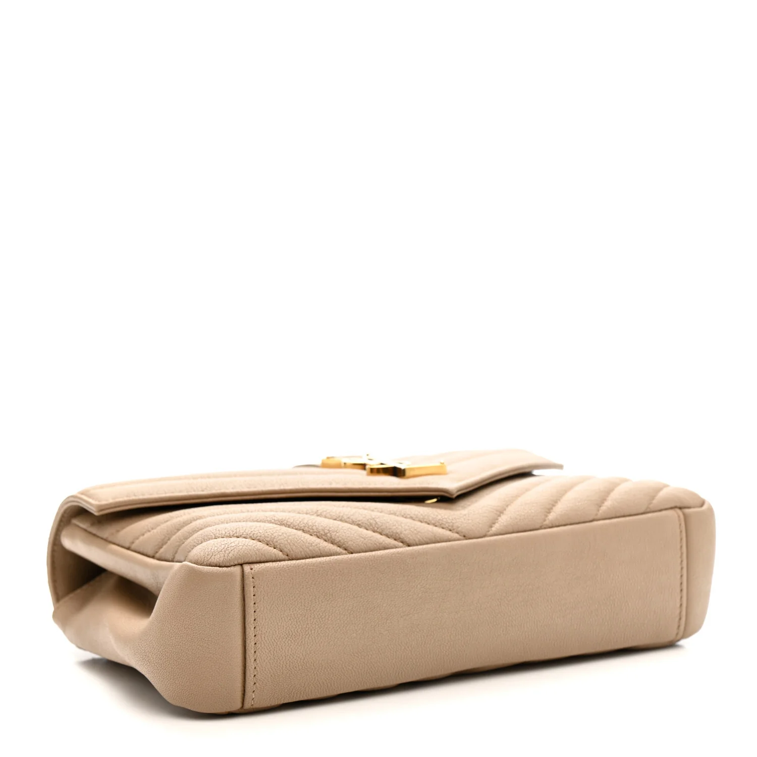 Sheepskin Matelasse Chevron Monogram Medium College Bag Dark Beige - Image 4