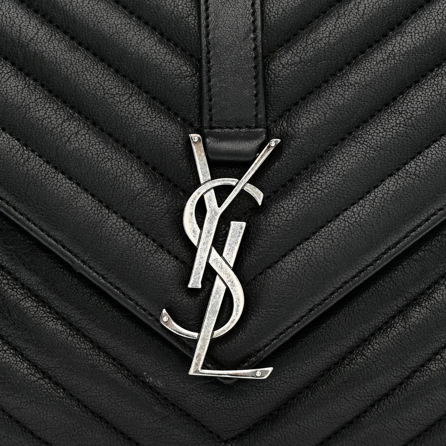 Sheepskin Matelasse Chevron Monogram Medium College Bag Light Coal - Image 10