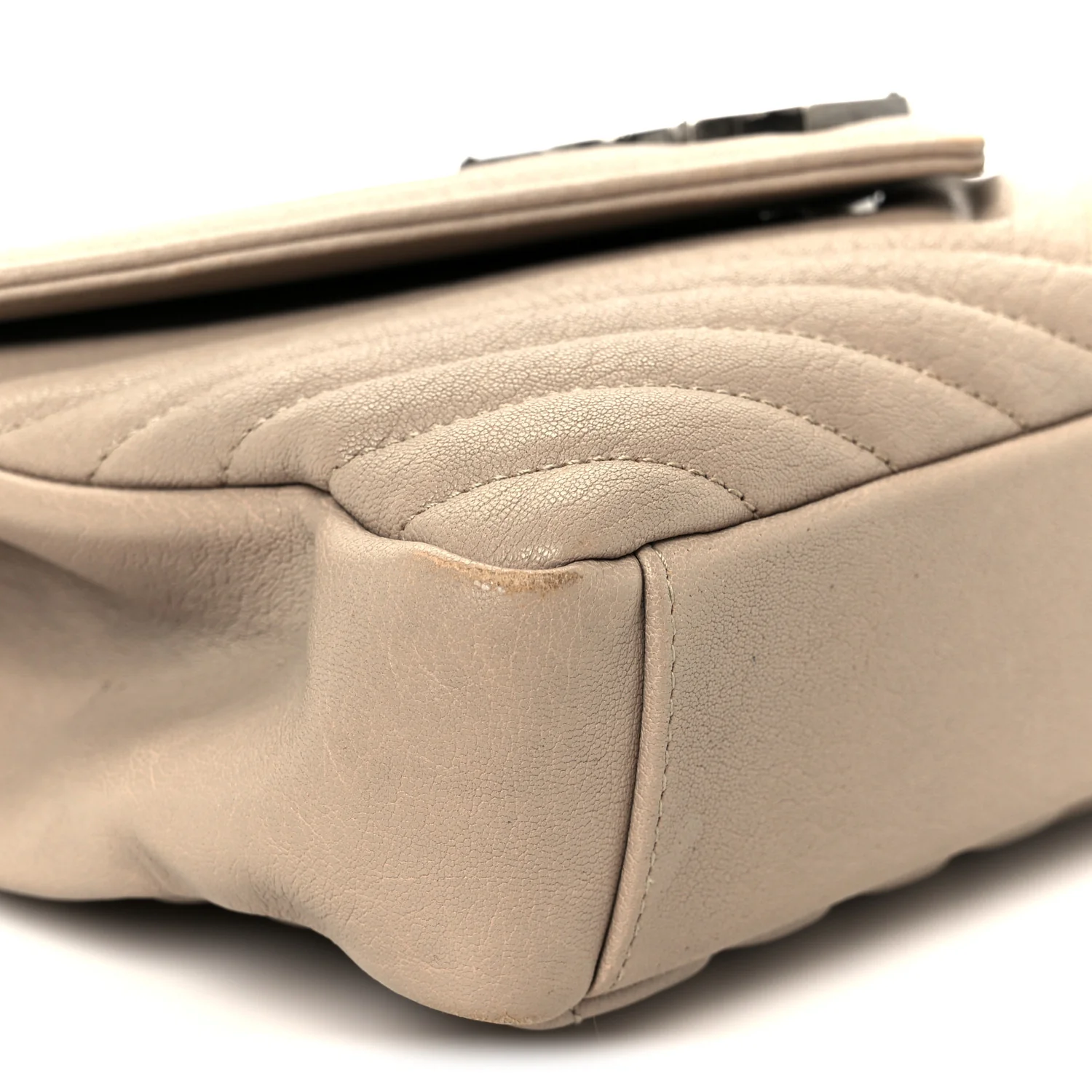 Sheepskin Matelasse Chevron Monogram Medium College Bag Taupe - Image 10
