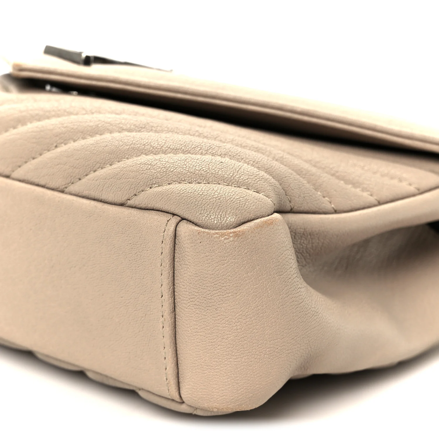Sheepskin Matelasse Chevron Monogram Medium College Bag Taupe - Image 11