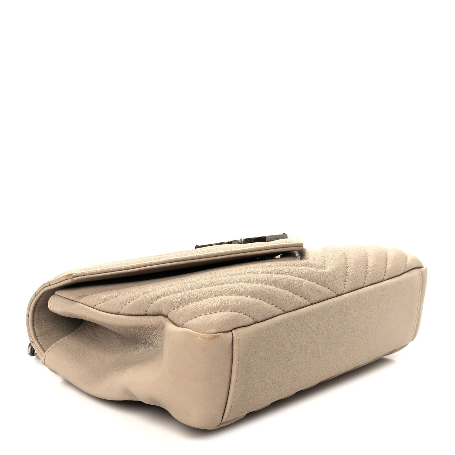 Sheepskin Matelasse Chevron Monogram Medium College Bag Taupe - Image 4
