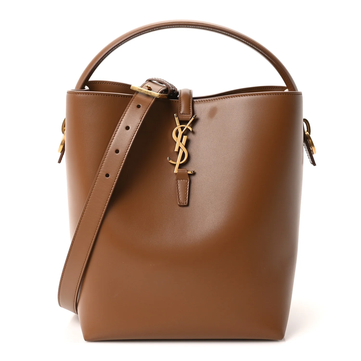 Shiny Calfskin Le 37 Bucket Bag Fox