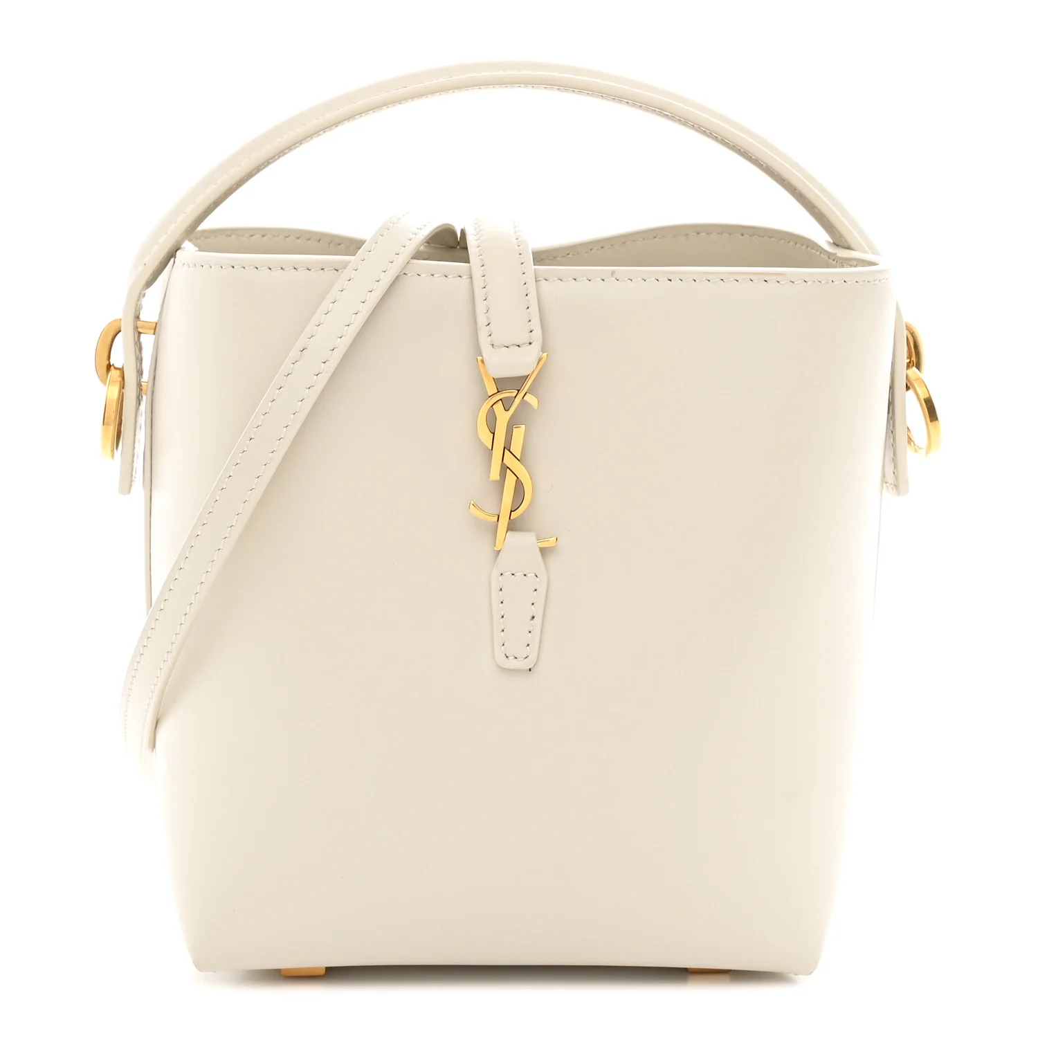 Shiny Calfskin Le 37 Mini Bucket Bag Blanc Vintage