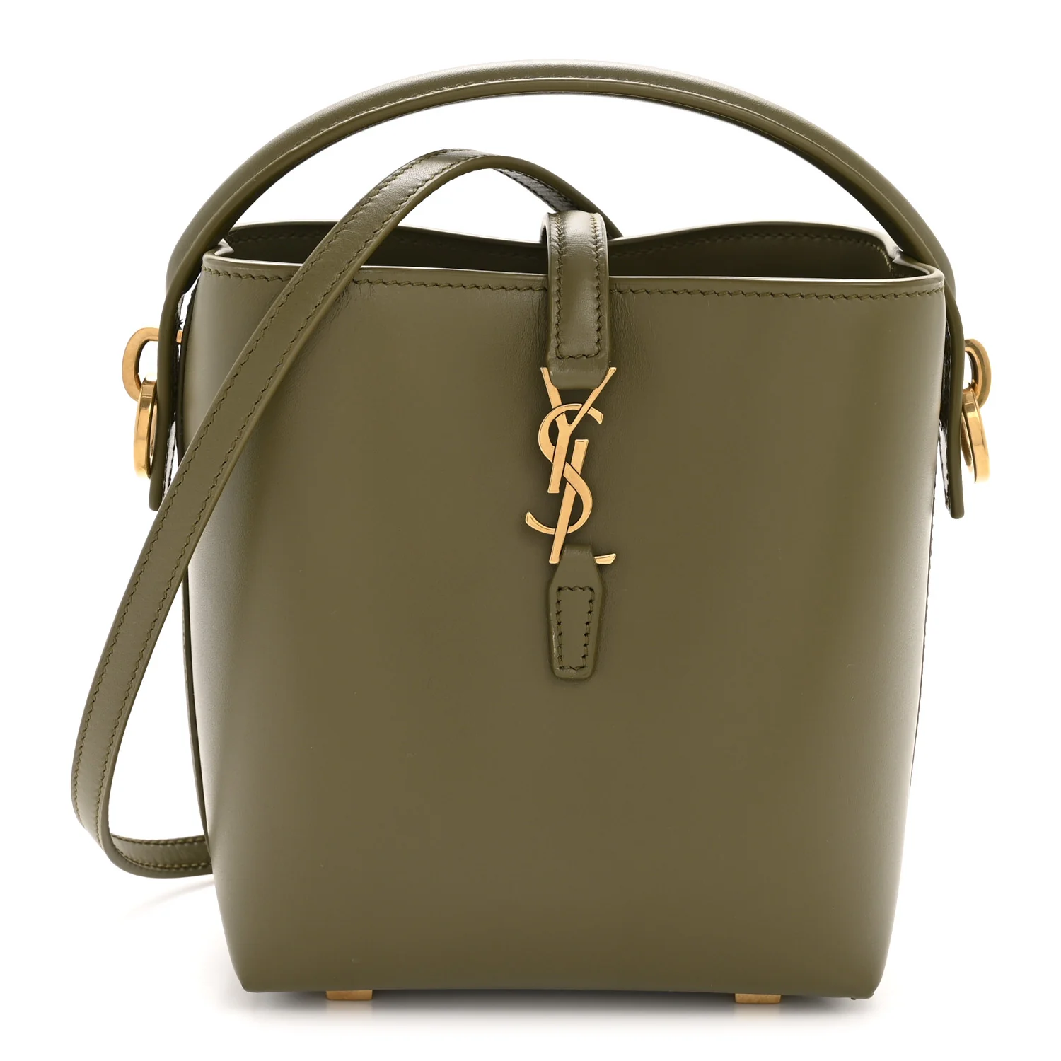 Shiny Calfskin Le 37 Mini Bucket Bag Strong Moss