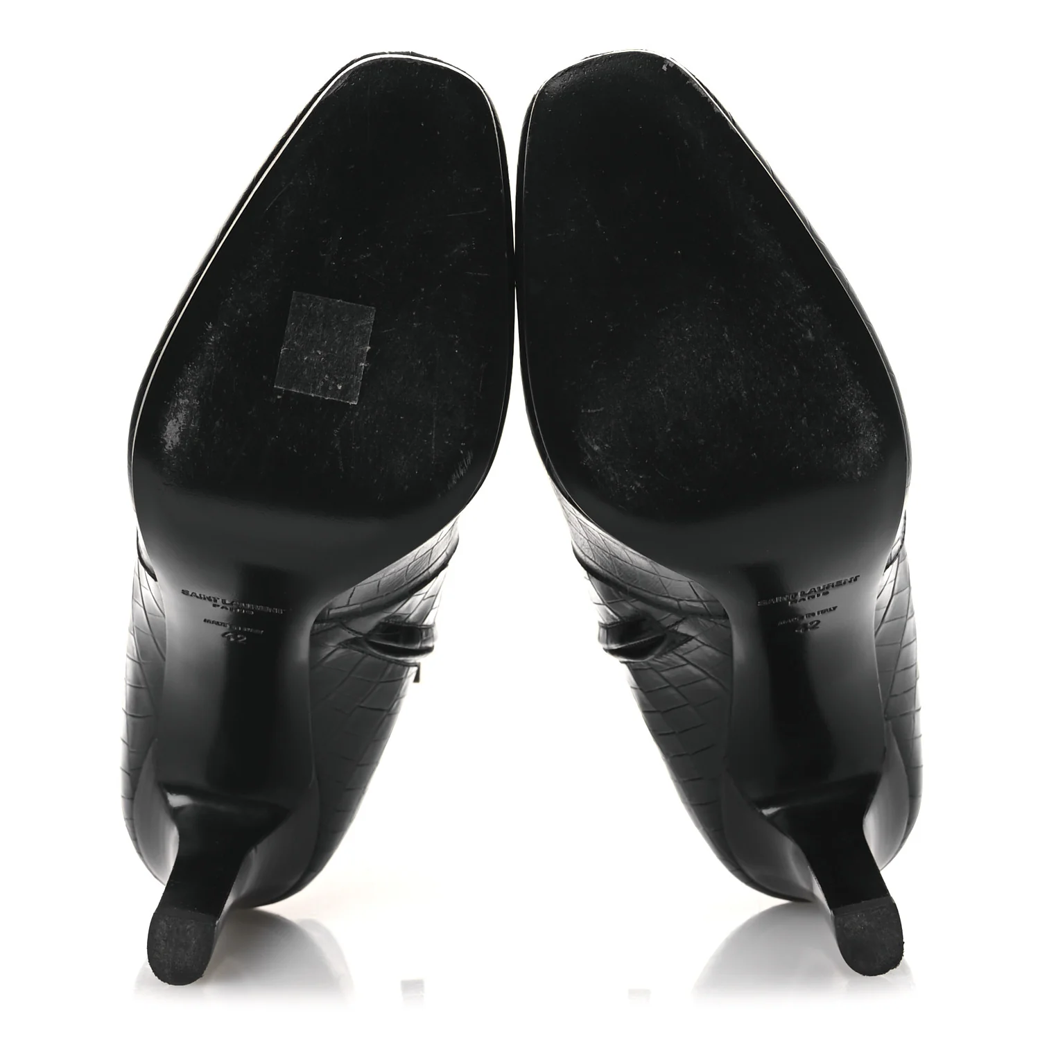Shiny Crocodile Embossed Jane 90 Zip Booties 42 Black - Image 7